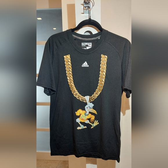adidas Other - Adidas Black Tee with Gold Chain and Bird Design